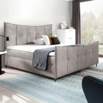 Łóżko kontynentalne z pojemnikiem BERGAMO LUX, materac, topper | 200x200 | Kolor do wyboru