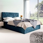 Łóżko kontynentalne z pojemnikiem BOX 1, materac, topper | 200x200 | Kolor do wyboru