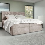 Łóżko kontynentalne z pojemnikiem BOX 7, materac, topper | 200x200 | Kolor do wyboru