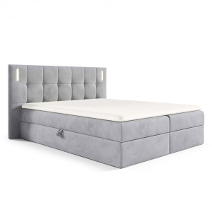 Łóżko kontynentalne z pojemnikiem i topperem DENVER | 200x200 | Oświetlenie LED | Kolor do wyboru