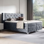 Łóżko kontynentalne z pojemnikiem i topperem FOCUS | 200x200 | Kolor do wyboru