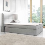 Łóżko kontynentalne z pojemnikiem i topperem LIVORNO | 200x200 | Kolor do wyboru