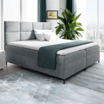 Łóżko kontynentalne z pojemnikiem LEILA, materac, topper | 200x200 | Kolor do wyboru