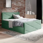 Łóżko kontynentalne z pojemnikiem SERGIO LUX, materac, topper | 200x200 | Kolor do wyboru