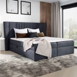 Łóżko kontynentalne z pojemnikiem SPARK, materac, topper | 200x200 | Kolor do wyboru