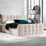 Łóżko kontynentalne z pojemnikiem TOP 1 LUX, materac, topper | 200x200 | Kolor do wyboru