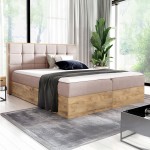 Łóżko kontynentalne z pojemnikiem WOOD1, materac | 200x200 | Kolor do wyboru