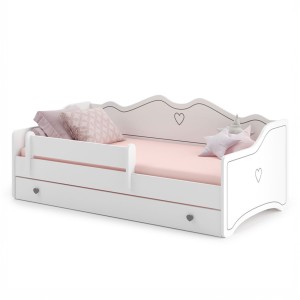 Łóżko dziecięce EMMA z szufladą i barierką 80x180 szary