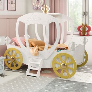 Łóżko dla dziewczynki KAROCA, materac | Biały