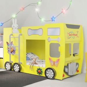 Łóżko piętrowe HAPPY BUS, materace | Żółty