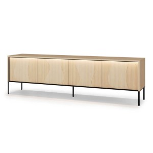 Szafka RTV FLOW FW-05 | 4D | Oświetlenie LED | Dąb vincenza bielona, Czarny