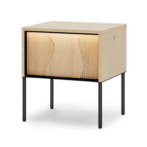 Szafka nocna FLOW FW-07 | 1S | Oświetlenie LED | Dąb vincenza bielona, Czarny