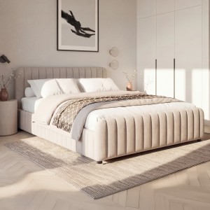 Łóżko tapicerowane SF1078 | 180x200 | Welur | Beż #3