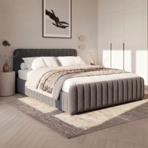 Łóżko tapicerowane SF1078 | 160x200 | Welur | Szary #53