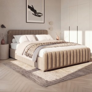 Łóżko tapicerowane SF1078 | 160x200 | Welur | Ciemny beż #6