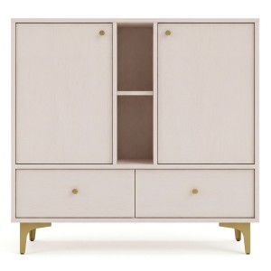 Komoda TOKYO 1 2F2S | Typ 825 | Beż piaskowy | Złote nogi