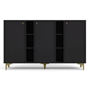 Komoda TOKYO 1 3F | Typ 823 | Czarny grafit | Złote nogi