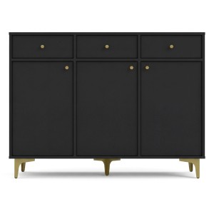 Komoda TOKYO 1 3F3S | Typ 827 | Czarny grafit | Złote nogi