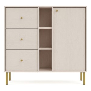 Komoda TOKYO 2 1F3S | Typ 824 | Beż piaskowy | Złote nogi proste