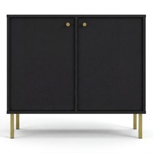 Komoda TOKYO 2 2F | Typ 812 | Czarny grafit | Złote nogi proste