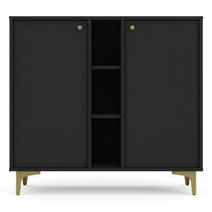 Komoda TOKYO 2 2F | Typ 822 | Czarny grafit | Złote nogi proste