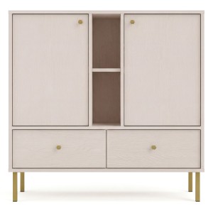 Komoda TOKYO 2 2F2S | Typ 825 | Beż piaskowy | Złote nogi proste