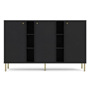 Komoda TOKYO 2 3F | Typ 823 | Czarny grafit | Złote nogi proste