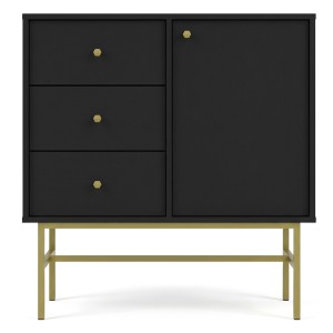 Komoda TOKYO 3 1F3S | Typ 814 | Czarny grafit | Złoty stelaż