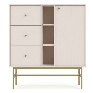 Komoda TOKYO 3 1F3S | Typ 824 | Beż piaskowy | Złoty stelaż
