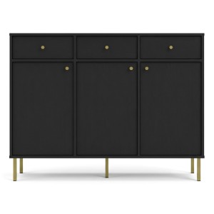 Komoda TOKYO 2 3F3S | Typ 827 | Czarny grafit | Złote nogi proste