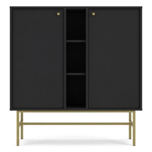 Komoda TOKYO 3 2F | Typ 822 | Czarny grafit | Złoty stelaż