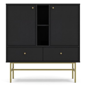 Komoda TOKYO 3 2F2S | Typ 825 | Czarny grafit | Złoty stelaż