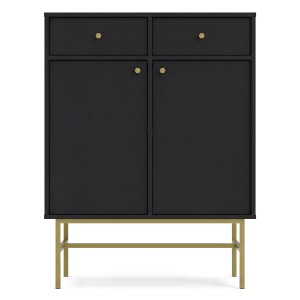 Komoda TOKYO 3 2F2S | Typ 826 | Czarny grafit | Złoty stelaż