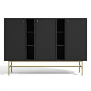 Komoda TOKYO 3 3F | Typ 823 | Czarny grafit | Złoty stelaż