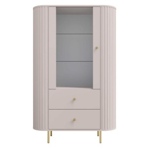 Witryna OVALIO 1F2S (112) | Beż piaskowy | Złote nogi