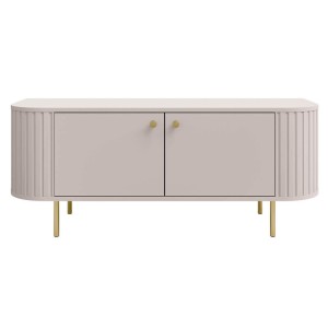 Szafka RTV OVALIO 2F (302) | Beż piaskowy | Złote nogi