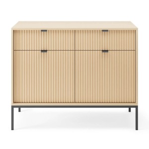 Komoda ryflowana NOVA | KSZ104 | Dąb Vicenza | Czarne nogi