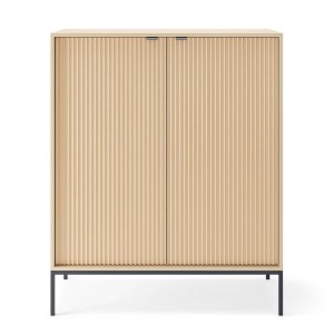 Komoda wysoka dwudrzwiowa NOVA | K104 | Dąb Vicenza | Czarne nogi