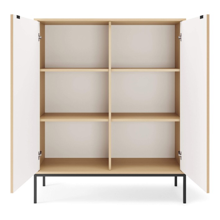 Komoda K104 2D Dąb Vicenza Czarny Otwarta.jpg