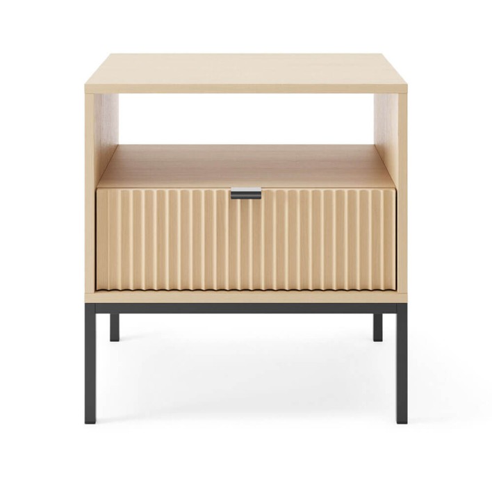 Szafka nocna S54 NOVA Dąb Vicenza Czarny Front min.jpg