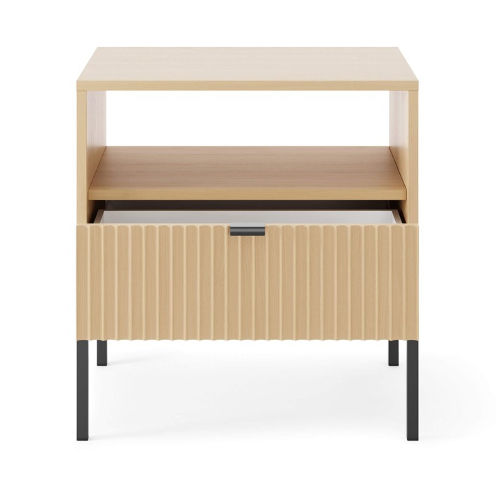 Szafka nocna S54 NOVA Dąb Vicenza Czarny Otwarta.jpg