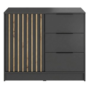 Komoda NELLY 2D | Grafitowy | Lamele artisan