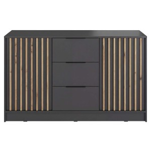 Komoda NELLY 3D | Grafitowy | Lamele artisan