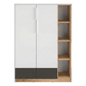 Komoda dwudrzwiowa z regałem TORINO 05 | Biały, grafit, dąb castello