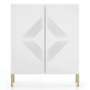 Komoda wysoka CLEARING 01 | Biały | Nogi złote