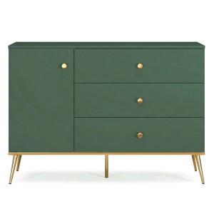Mała komoda nowoczesna FOREST 04 zielony/złoty
