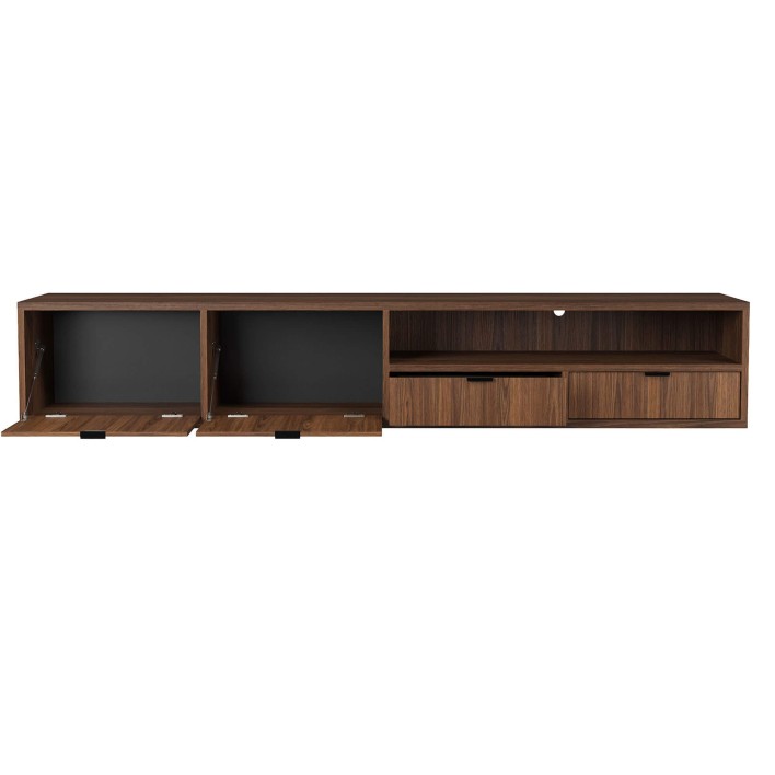 Szafka RTV wisząca 200 Warmia Walnut Otwarte.jpg