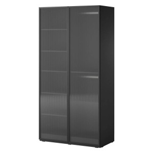 Szafa przeszklona SANDBOX | 101 cm | Szkło ryflowane Flutes | Czarny