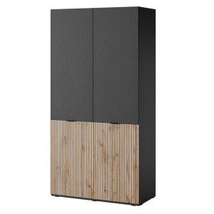 Szafa SANDBOX SENTO | 101 cm | Czarny | Ryfle dąb wotan