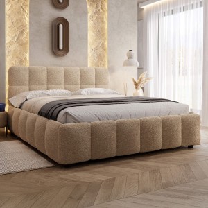 Łóżko tapicerowane z pojemnikiem 4583G | 180x200 | Boucle | Beż #8 | OUTLET